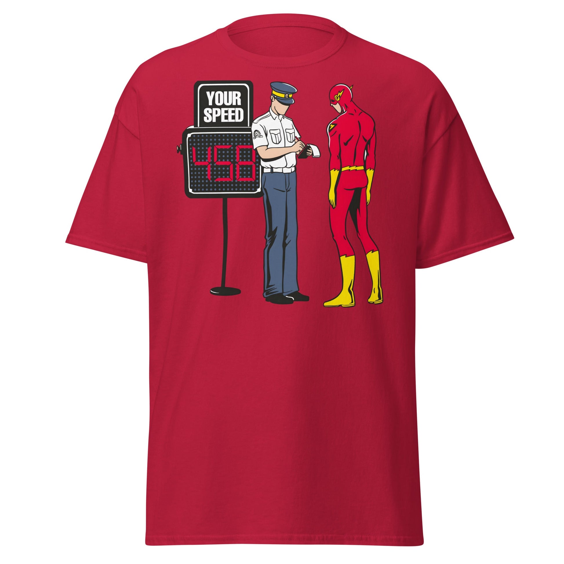 Flash Speeding Ticket T-Shirt - Superhero Humor Tee - Cardinal - T-Shirts Online