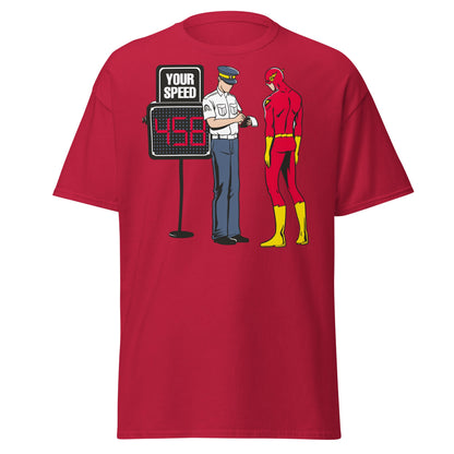 Flash Speeding Ticket T-Shirt - Superhero Humor Tee - Cardinal - T-Shirts Online