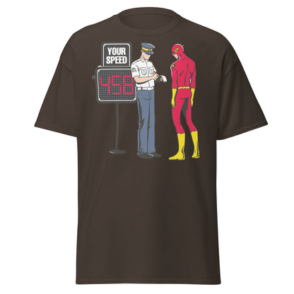 Flash Speeding Ticket T-Shirt - Superhero Humor Tee - Dark Chocolate - T-Shirts Online