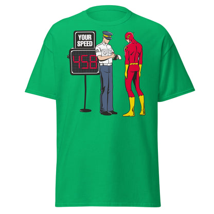 Flash Speeding Ticket T-Shirt - Superhero Humor Tee - Irish Green - T-Shirts Online
