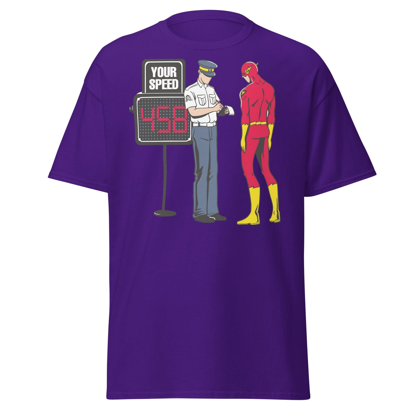 Flash Speeding Ticket T-Shirt - Superhero Humor Tee - Purple - T-Shirts Online