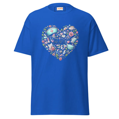 Floral Nurse T-Shirt | Nurses Tee - Royal - T-Shirts Online