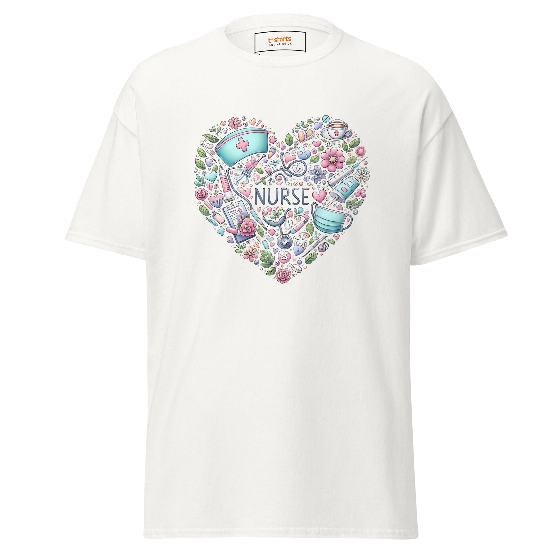 Floral Nurse T-Shirt | Nurses Tee - White - T-Shirts Online