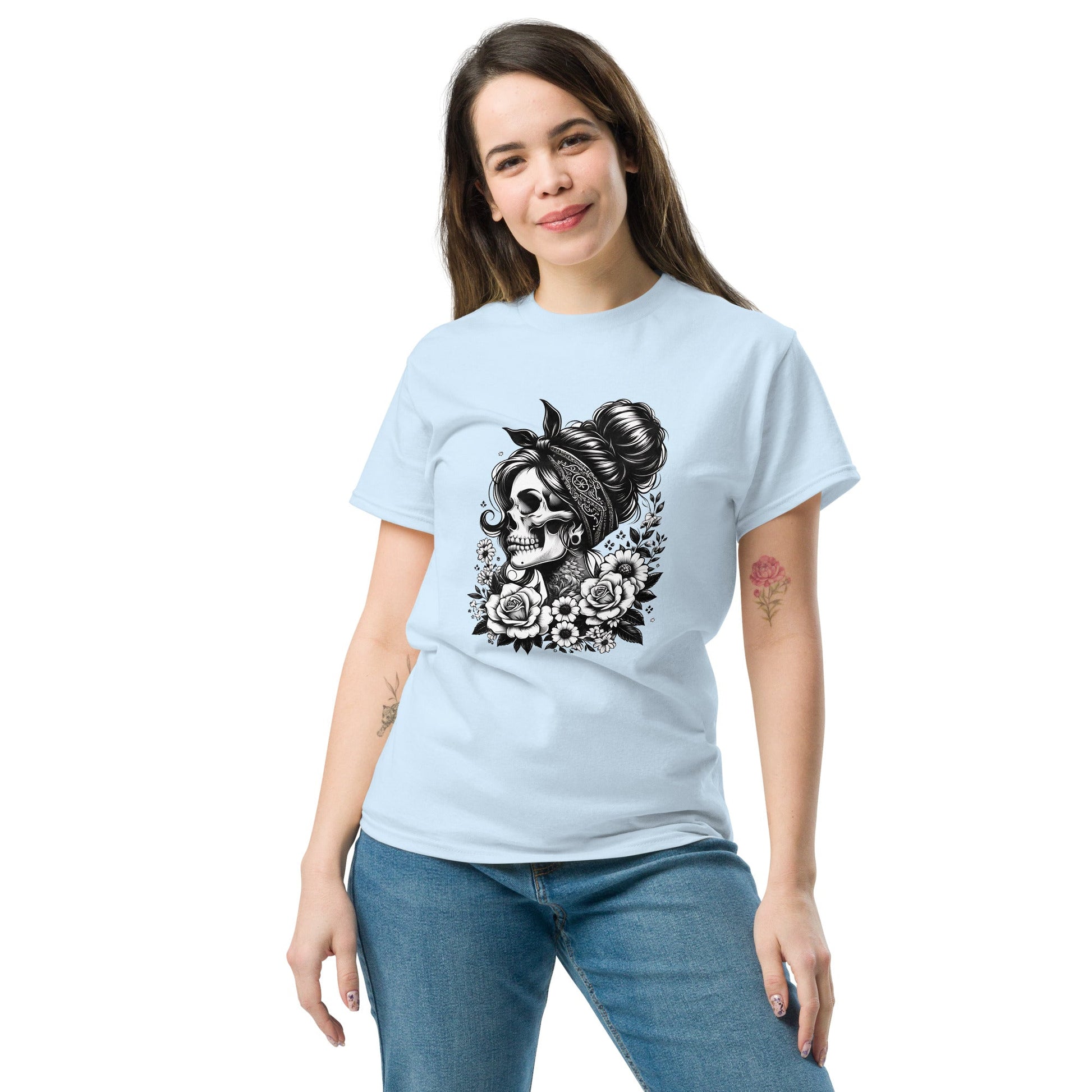 Floral Skull | Skull T-Shirt - Black - T-Shirts Online