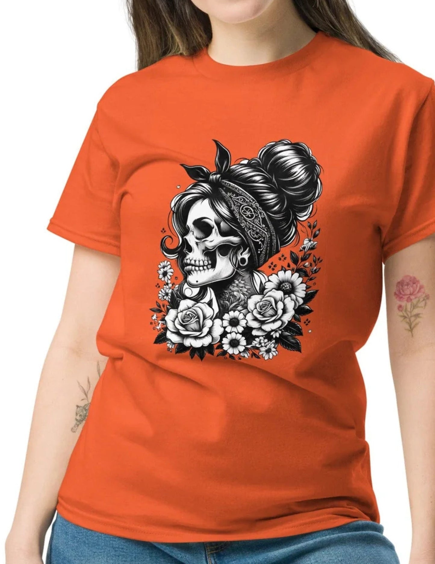 Floral Skull | Skull T-Shirt - Black - T-Shirts Online