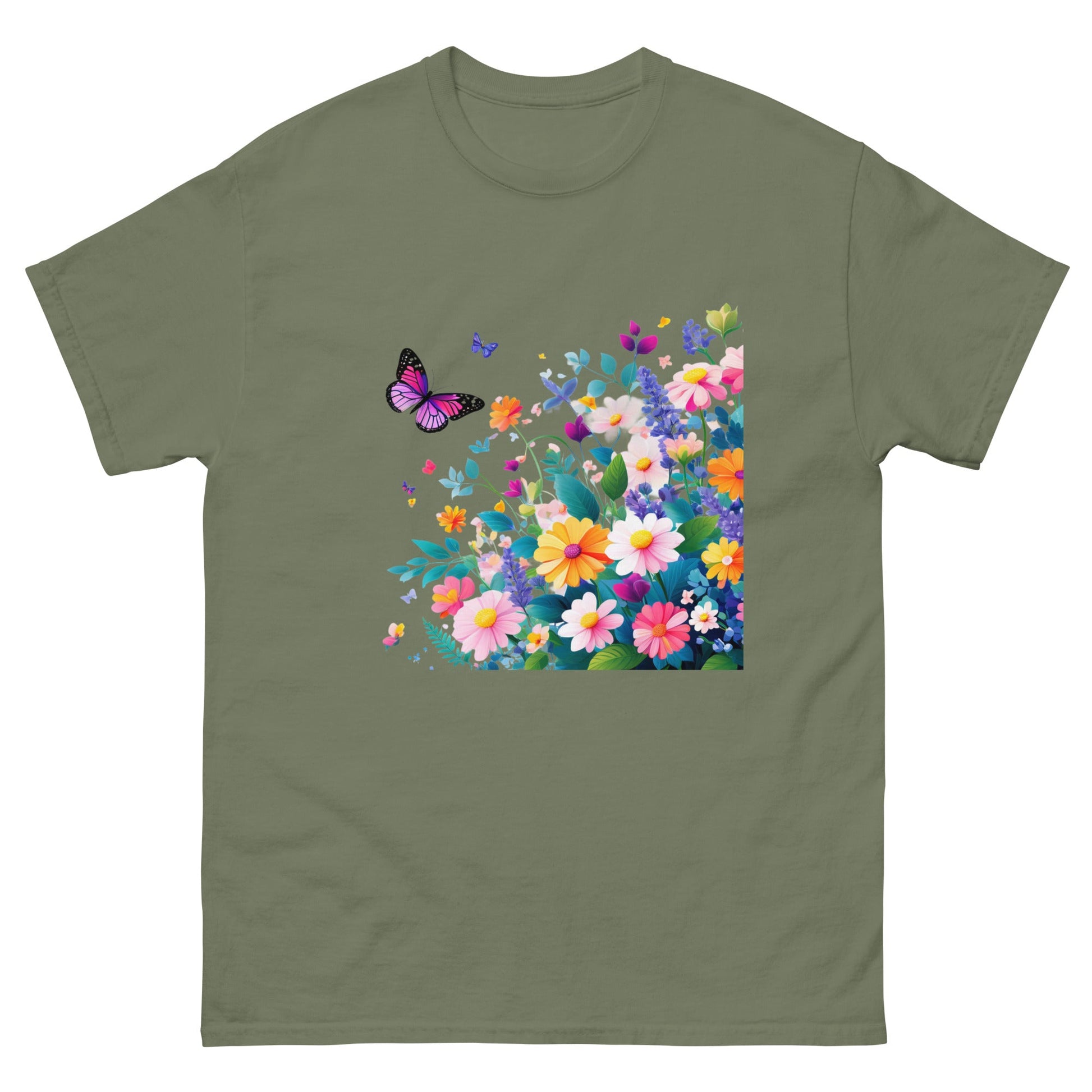Flowers | Mother's Day T-Shirt - Military Green - T-Shirts Online