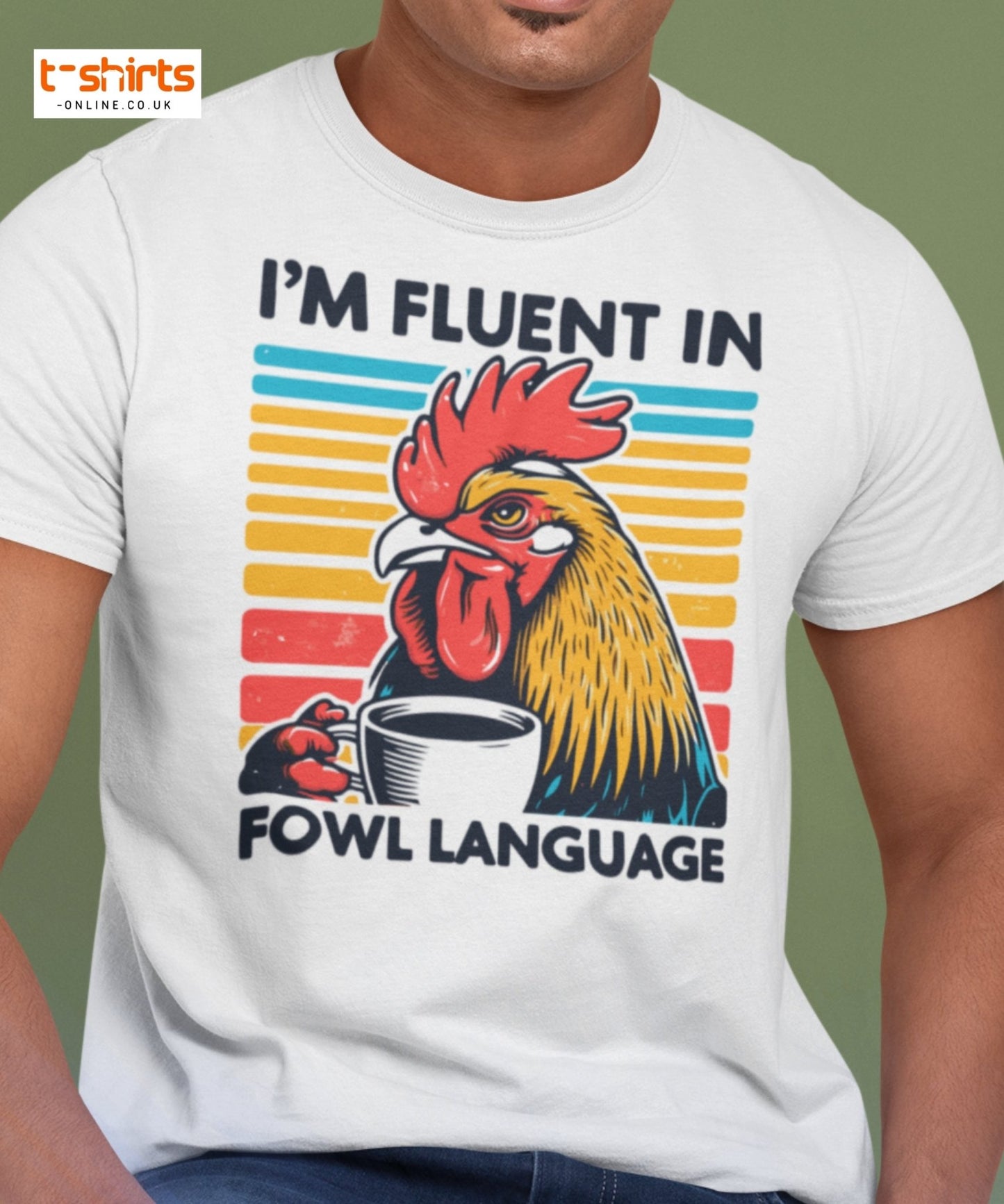 Fluent in Fowl Language T-Shirt | Funny Rooster Tee - Military Green - T-Shirts Online