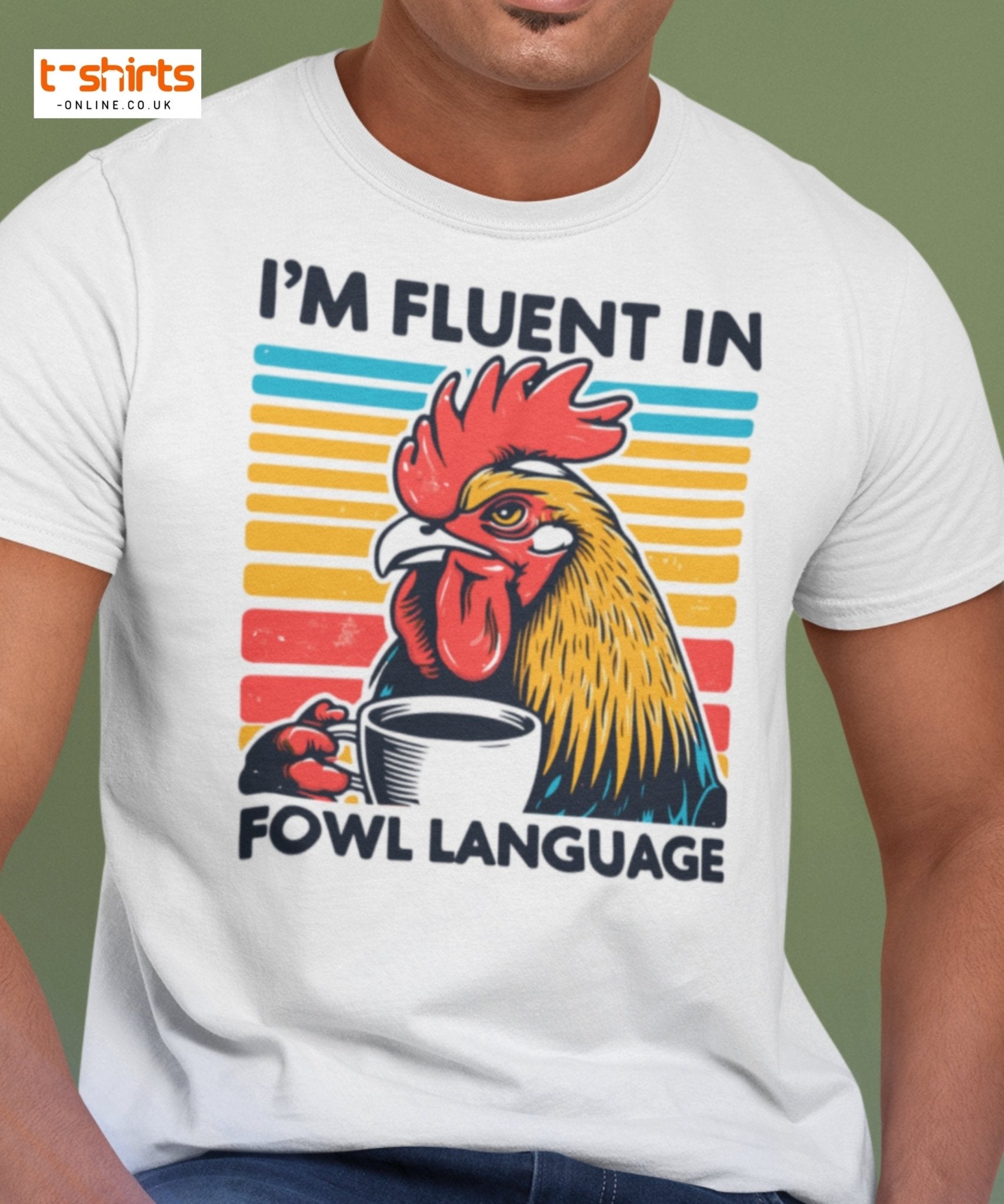 Fluent in Fowl Language T-Shirt | Funny Rooster Tee - Military Green - T-Shirts Online