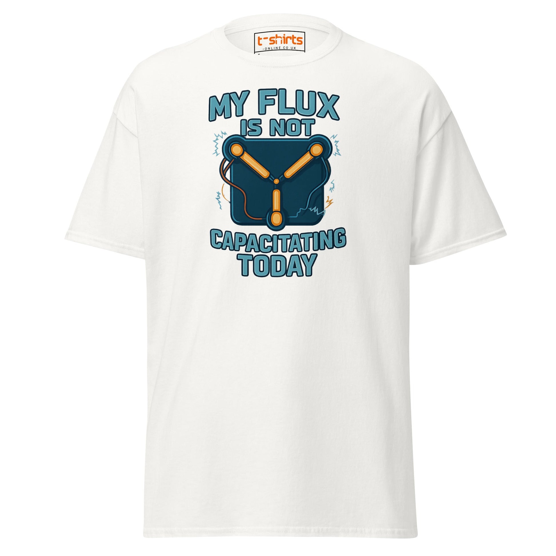 Flux Capacitor Humor Tee – Sci - Fi Geek T-Shirt - White - T-Shirts Online