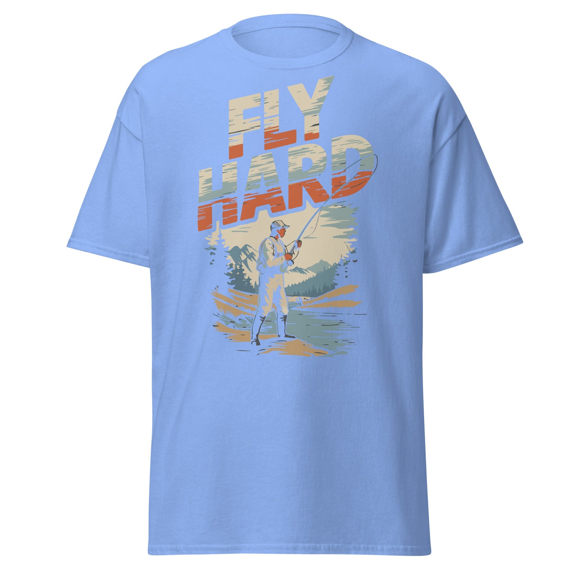 Fly Hard | Fishing T-Shirt - Carolina Blue - T-Shirts Online