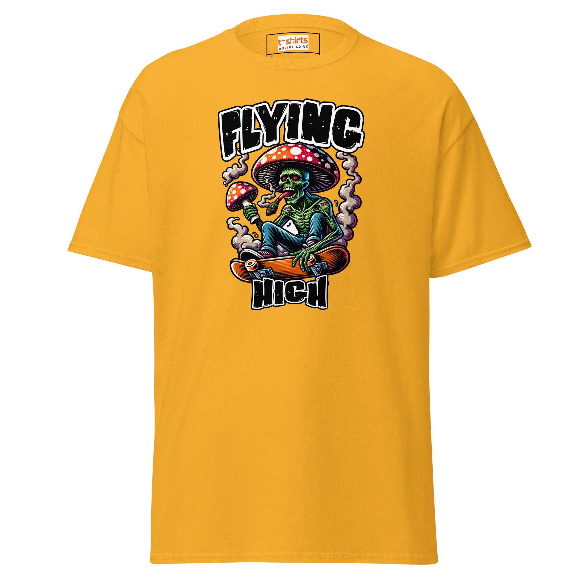 Flying High | Graphic Skateboard T-Shirt - Gold - T-Shirts Online