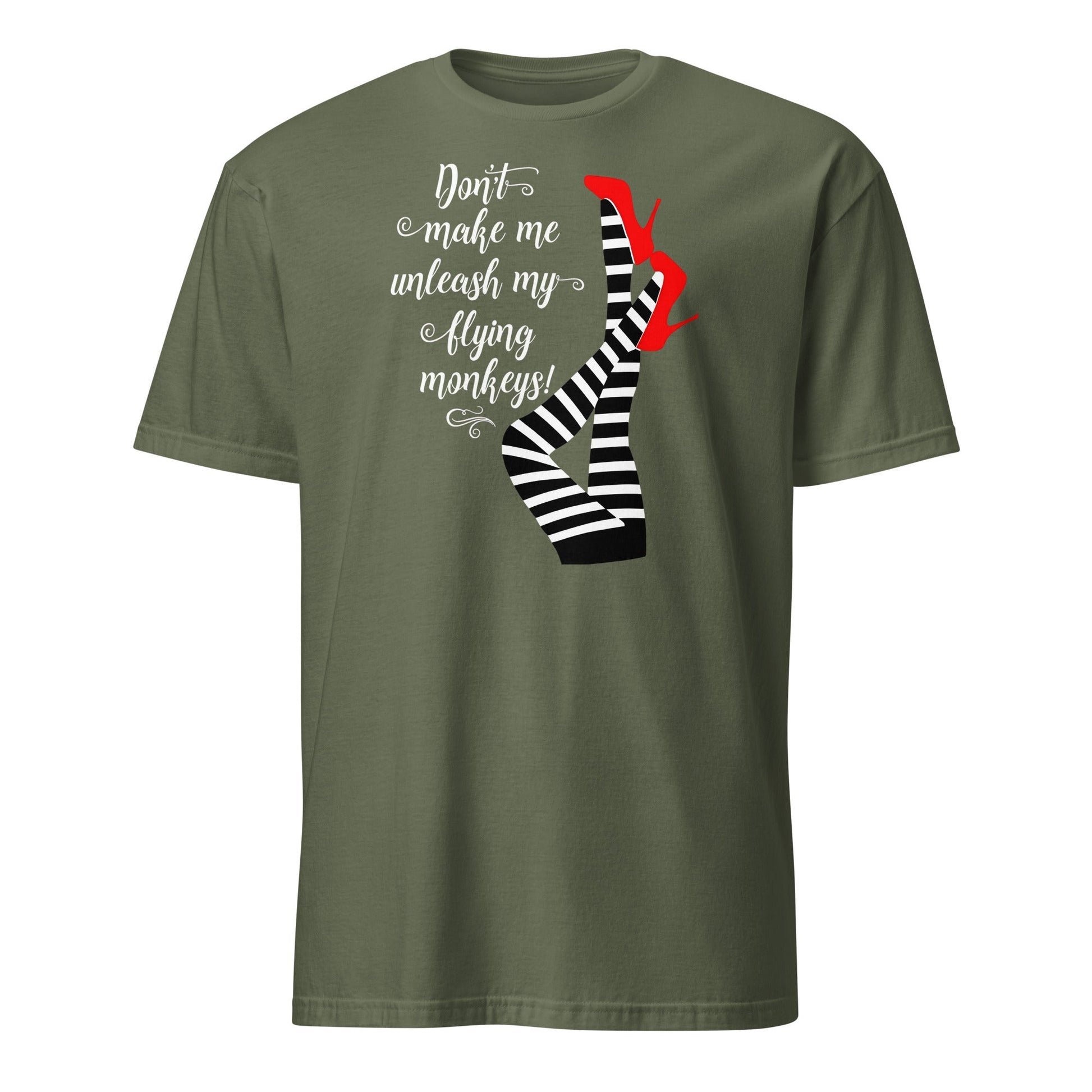 Flying Monkeys Funny Witch T-Shirt - Military Green - T-Shirts Online
