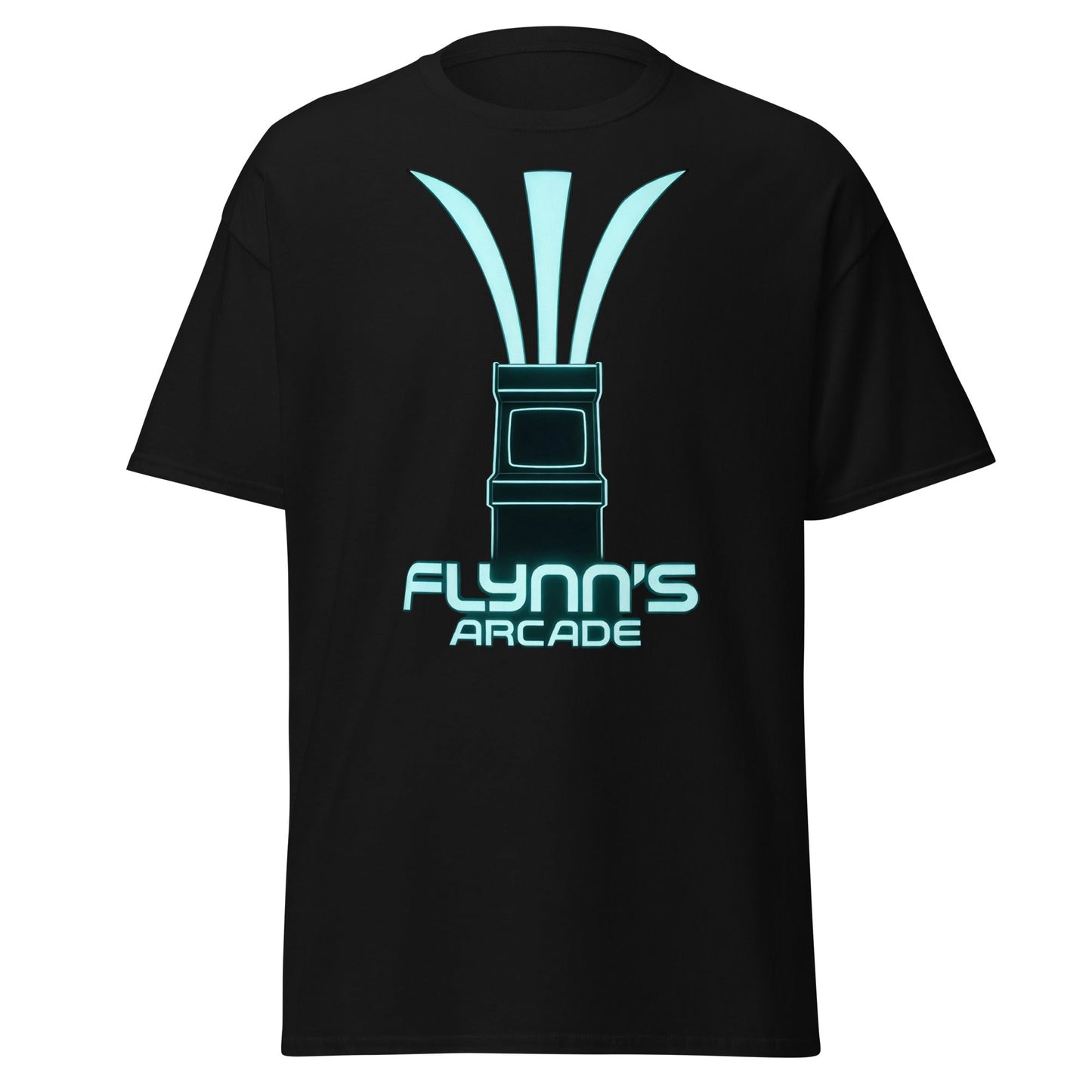 Flynn's Arcade T-Shirt | Retro Neon Glow Gaming Tee - Black - T-Shirts Online