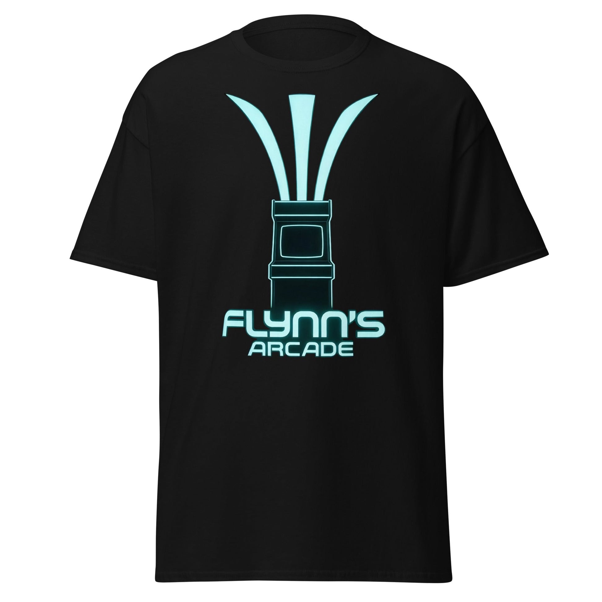 Flynn's Arcade T-Shirt | Retro Neon Glow Gaming Tee - Black - T-Shirts Online