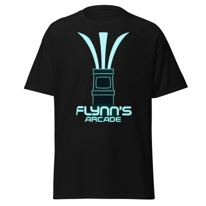 Flynn's Arcade T-Shirt | Retro Neon Glow Gaming Tee - Black - T-Shirts Online