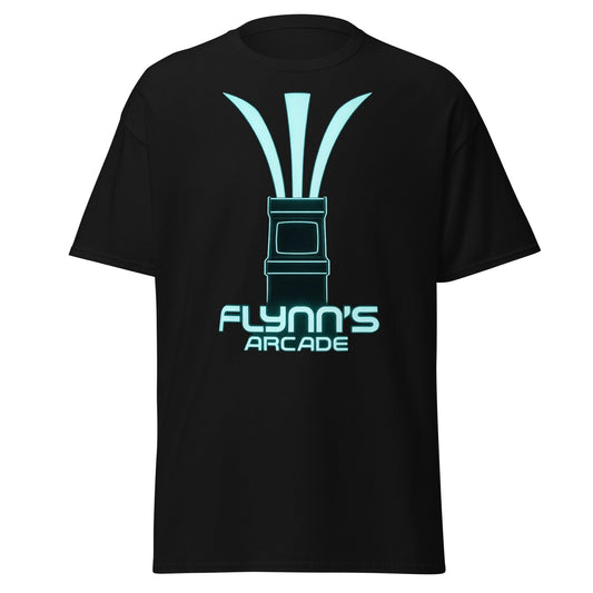 Flynn's Arcade T-Shirt | Retro Neon Glow Gaming Tee - Black - T-Shirts Online