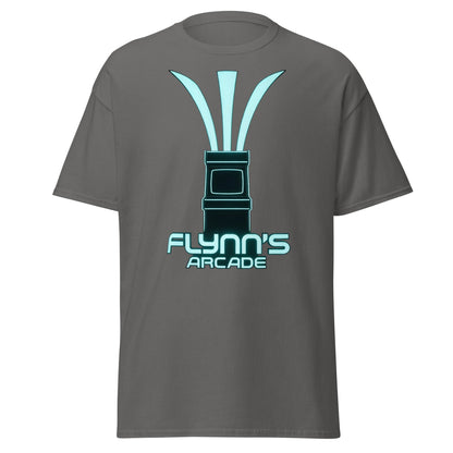 Flynn's Arcade T-Shirt | Retro Neon Glow Gaming Tee - Charcoal - T-Shirts Online