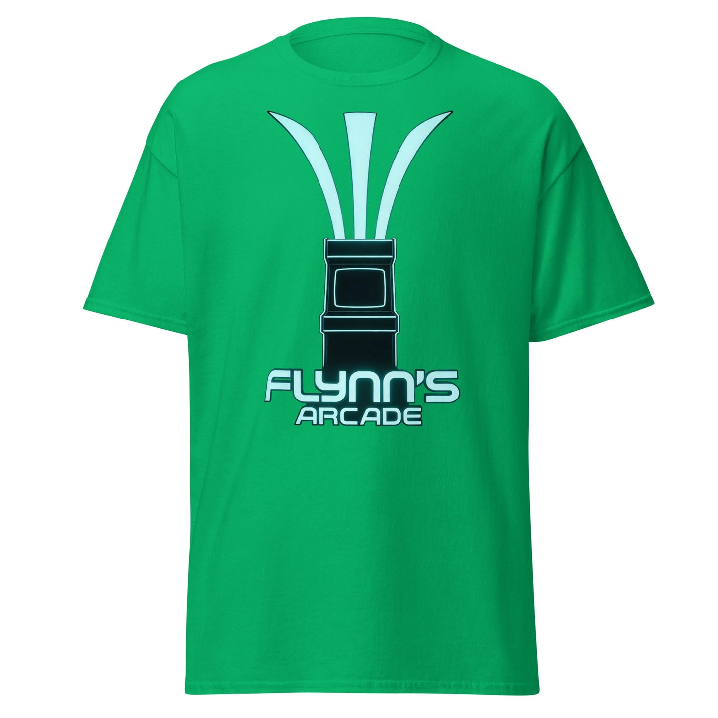 Flynn's Arcade T-Shirt | Retro Neon Glow Gaming Tee - Irish Green - T-Shirts Online