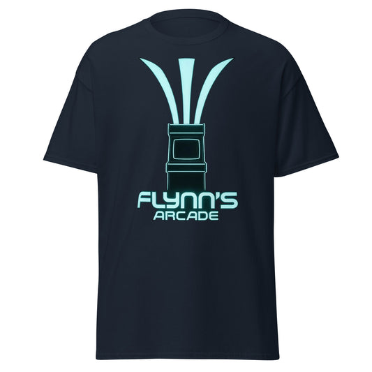 Flynn's Arcade T-Shirt | Retro Neon Glow Gaming Tee - Navy - T-Shirts Online