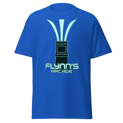 Flynn's Arcade T-Shirt | Retro Neon Glow Gaming Tee - Royal - T-Shirts Online