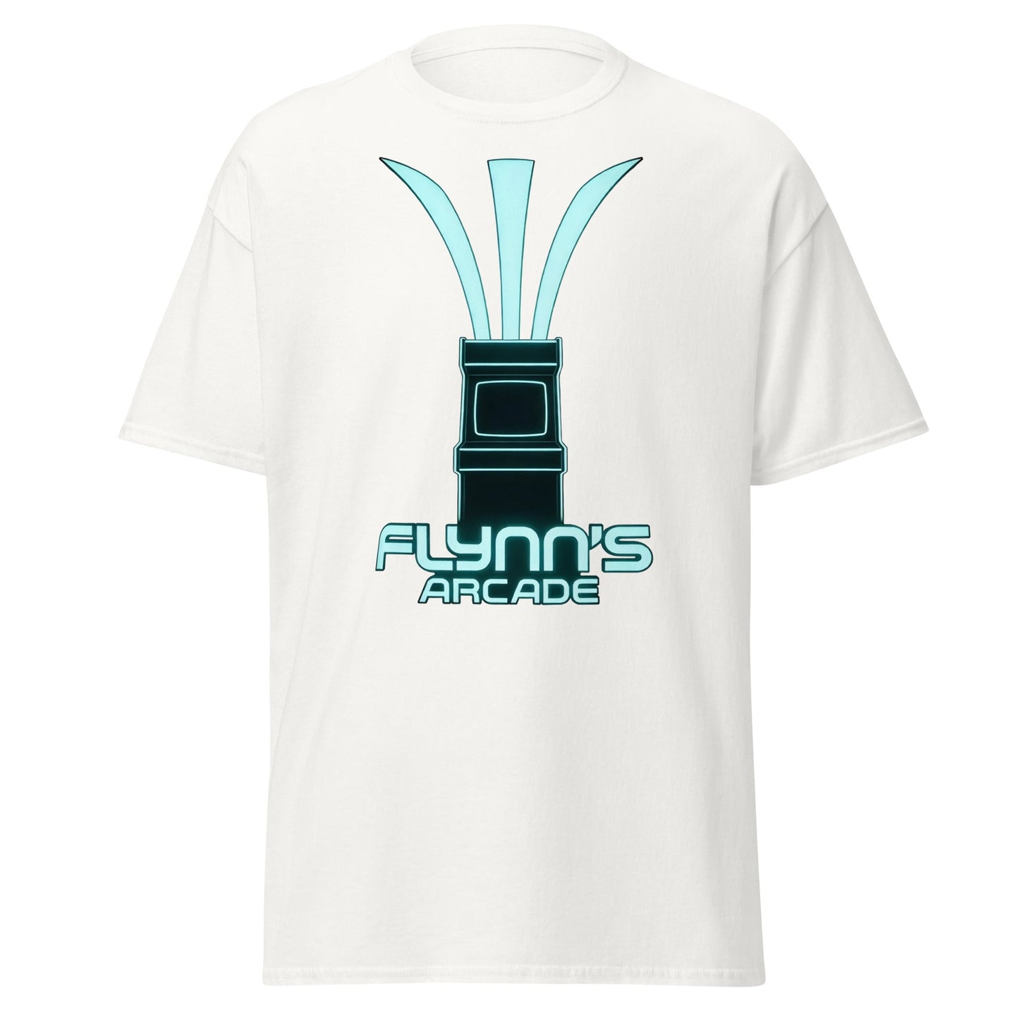 Flynn's Arcade T-Shirt | Retro Neon Glow Gaming Tee - White - T-Shirts Online