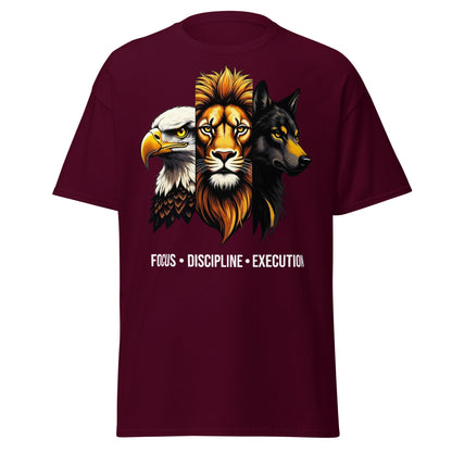 Focus Discipline Execution Trio Animal T-Shirt - Maroon - T-Shirts Online