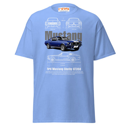 Ford Mustang Shelby GT350 Blueprint T-Shirt - Carolina Blue - T-Shirts Online