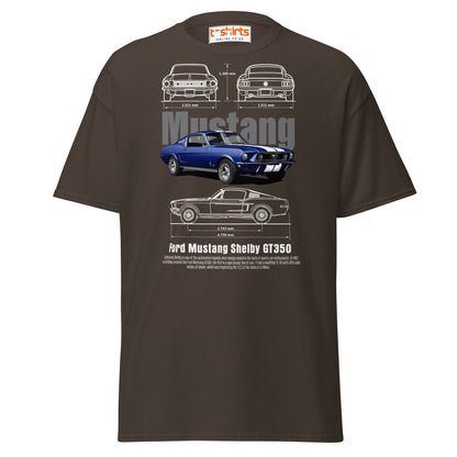 Ford Mustang Shelby GT350 Blueprint T-Shirt - Dark Chocolate - T-Shirts Online