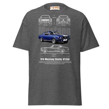 Ford Mustang Shelby GT350 Blueprint T-Shirt - Dark Heather - T-Shirts Online