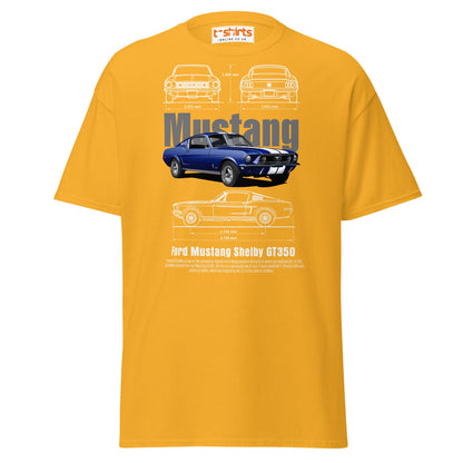 Ford Mustang Shelby GT350 Blueprint T-Shirt - Gold - T-Shirts Online
