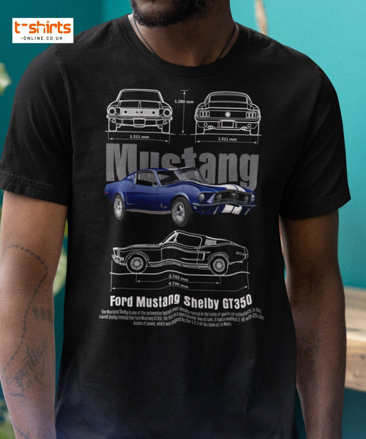 Ford Mustang Shelby GT350 Blueprint T-Shirt - Maroon - T-Shirts Online