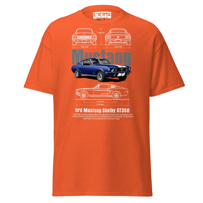 Ford Mustang Shelby GT350 Blueprint T-Shirt - Orange - T-Shirts Online