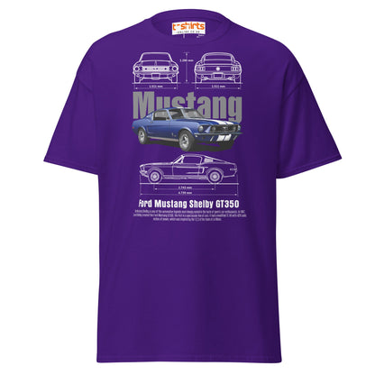 Ford Mustang Shelby GT350 Blueprint T-Shirt - Purple - T-Shirts Online