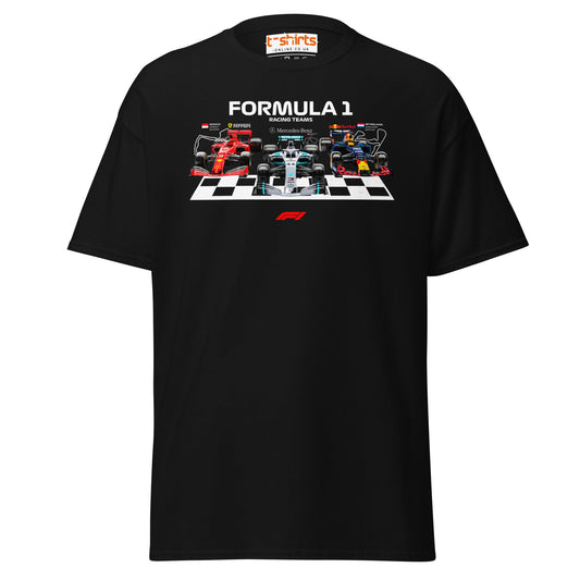 Formula 1 Racing Teams T-Shirt | F1 Fans Motorsport Tee - Black - T-Shirts Online