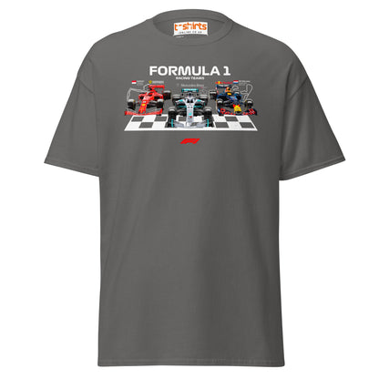 Formula 1 Racing Teams T-Shirt | F1 Fans Motorsport Tee - Charcoal - T-Shirts Online