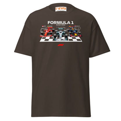 Formula 1 Racing Teams T-Shirt | F1 Fans Motorsport Tee - Dark Chocolate - T-Shirts Online