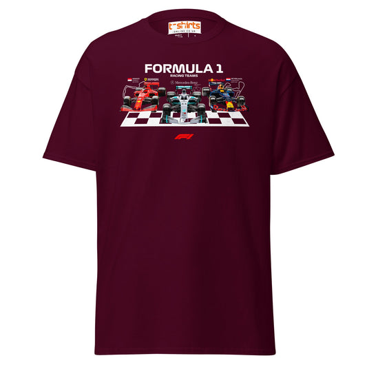 Formula 1 Racing Teams T-Shirt | F1 Fans Motorsport Tee - Maroon - T-Shirts Online
