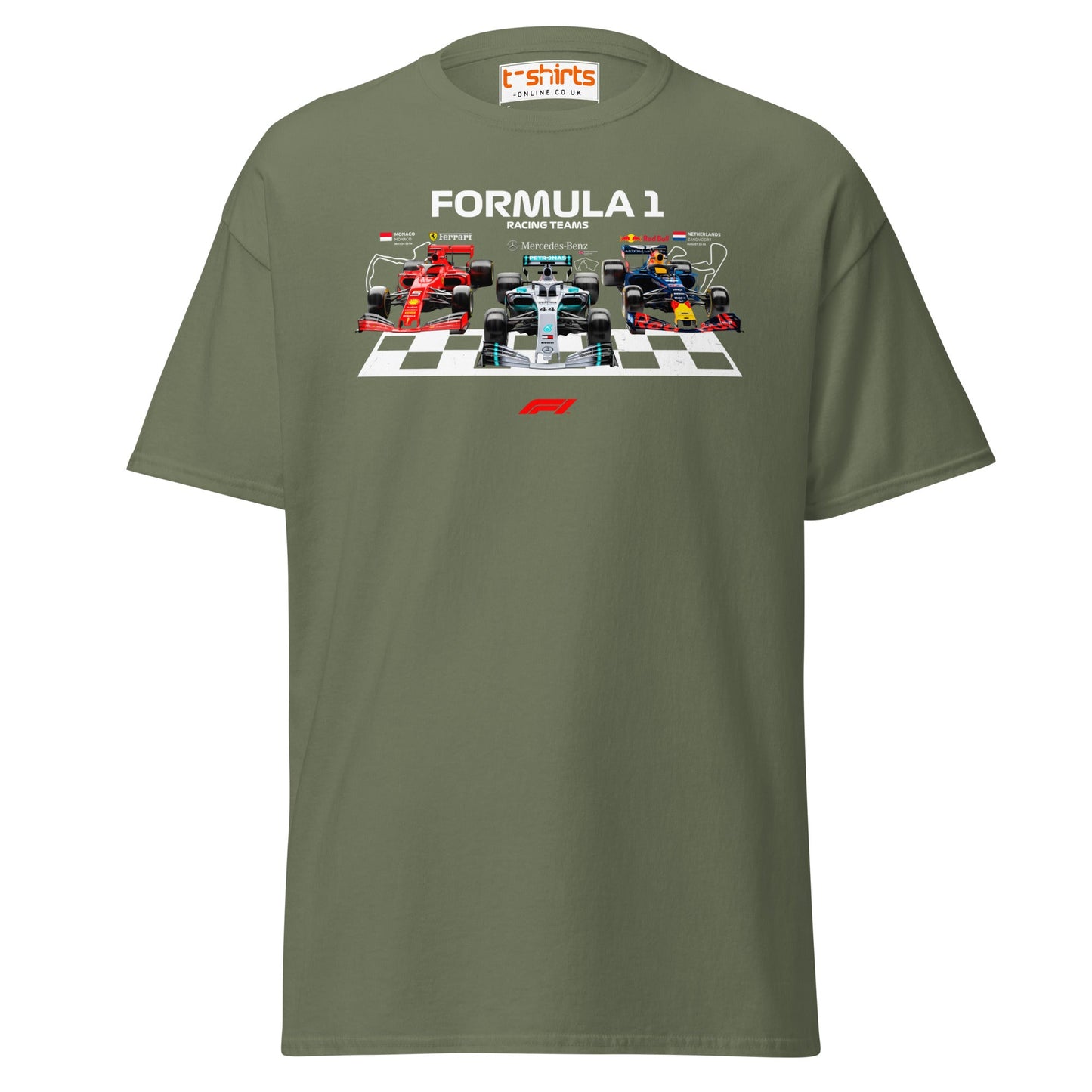 Formula 1 Racing Teams T-Shirt | F1 Fans Motorsport Tee - Military Green - T-Shirts Online