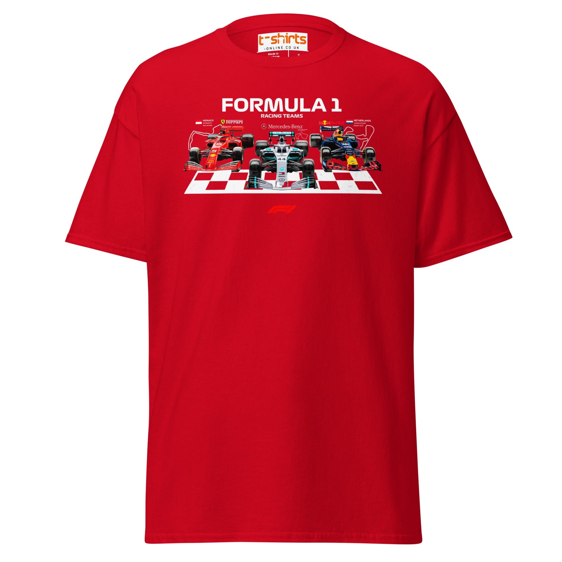Formula 1 Racing Teams T-Shirt | F1 Fans Motorsport Tee - Red - T-Shirts Online