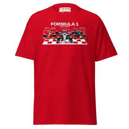 Formula 1 Racing Teams T-Shirt | F1 Fans Motorsport Tee - Red - T-Shirts Online