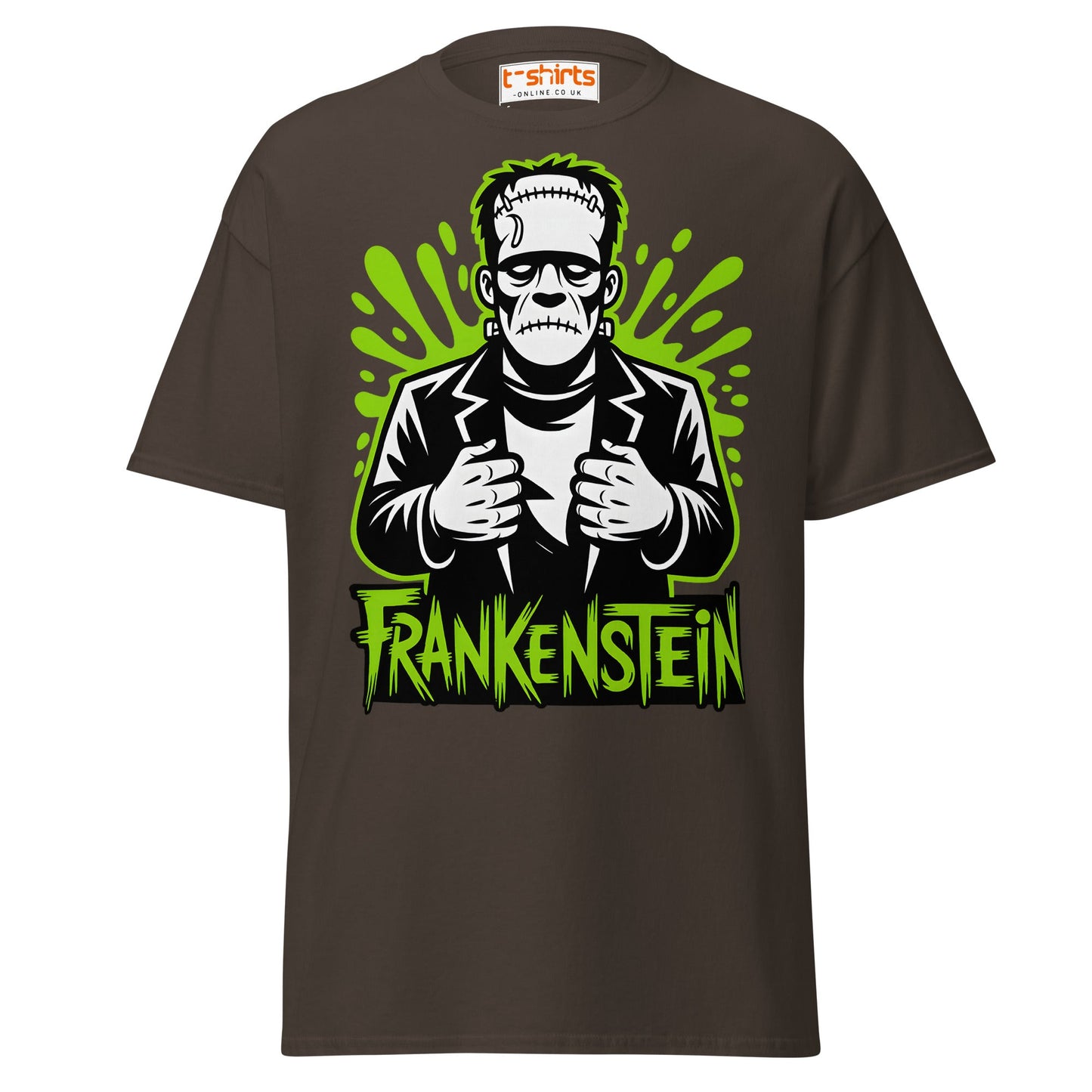 Frankenstein T-Shirt | Classic Monster Halloween Tee - Dark Chocolate - T-Shirts Online