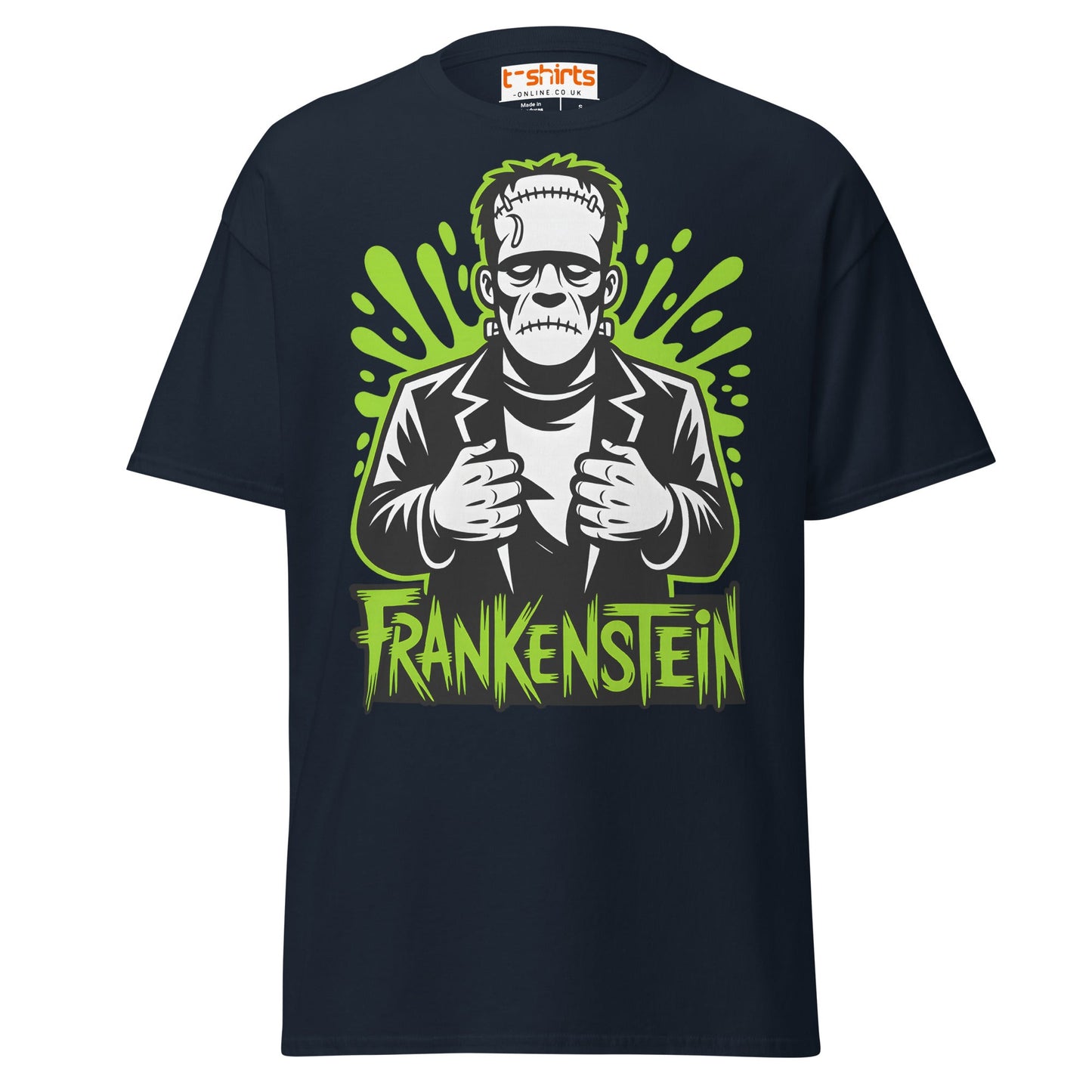 Frankenstein T-Shirt | Classic Monster Halloween Tee - Navy - T-Shirts Online