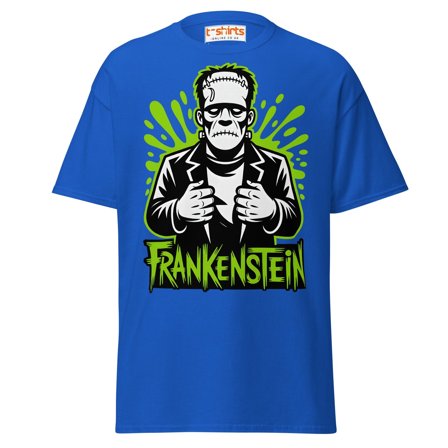 Frankenstein T-Shirt | Classic Monster Halloween Tee - Royal - T-Shirts Online