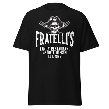 Fratelli's Astoria Oregon 1985 Pirate Skull T-Shirt - Black - T-Shirts Online