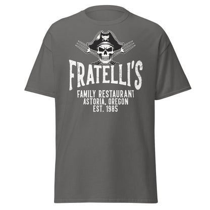 Fratelli's Astoria Oregon 1985 Pirate Skull T-Shirt - Charcoal - T-Shirts Online