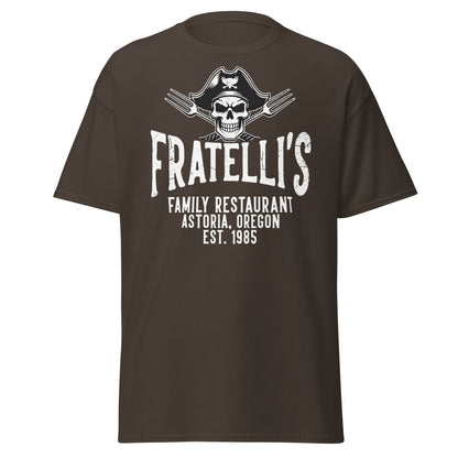 Fratelli's Astoria Oregon 1985 Pirate Skull T-Shirt - Dark Chocolate - T-Shirts Online