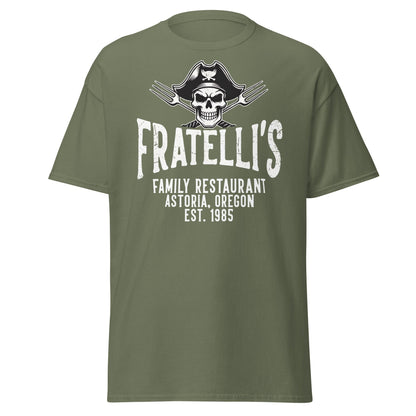 Fratelli's Astoria Oregon 1985 Pirate Skull T-Shirt - Military Green - T-Shirts Online