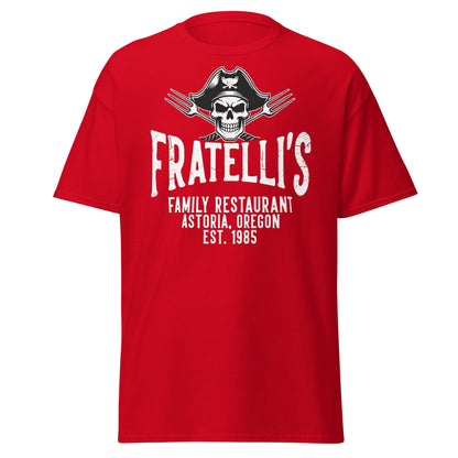 Fratelli's Astoria Oregon 1985 Pirate Skull T-Shirt - Red - T-Shirts Online