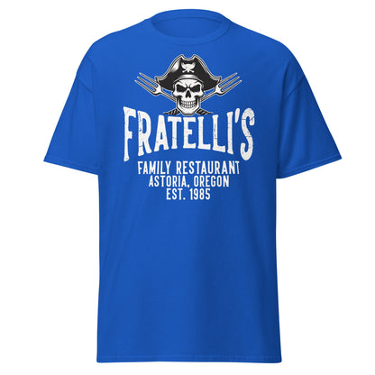 Fratelli's Astoria Oregon 1985 Pirate Skull T-Shirt - Royal - T-Shirts Online