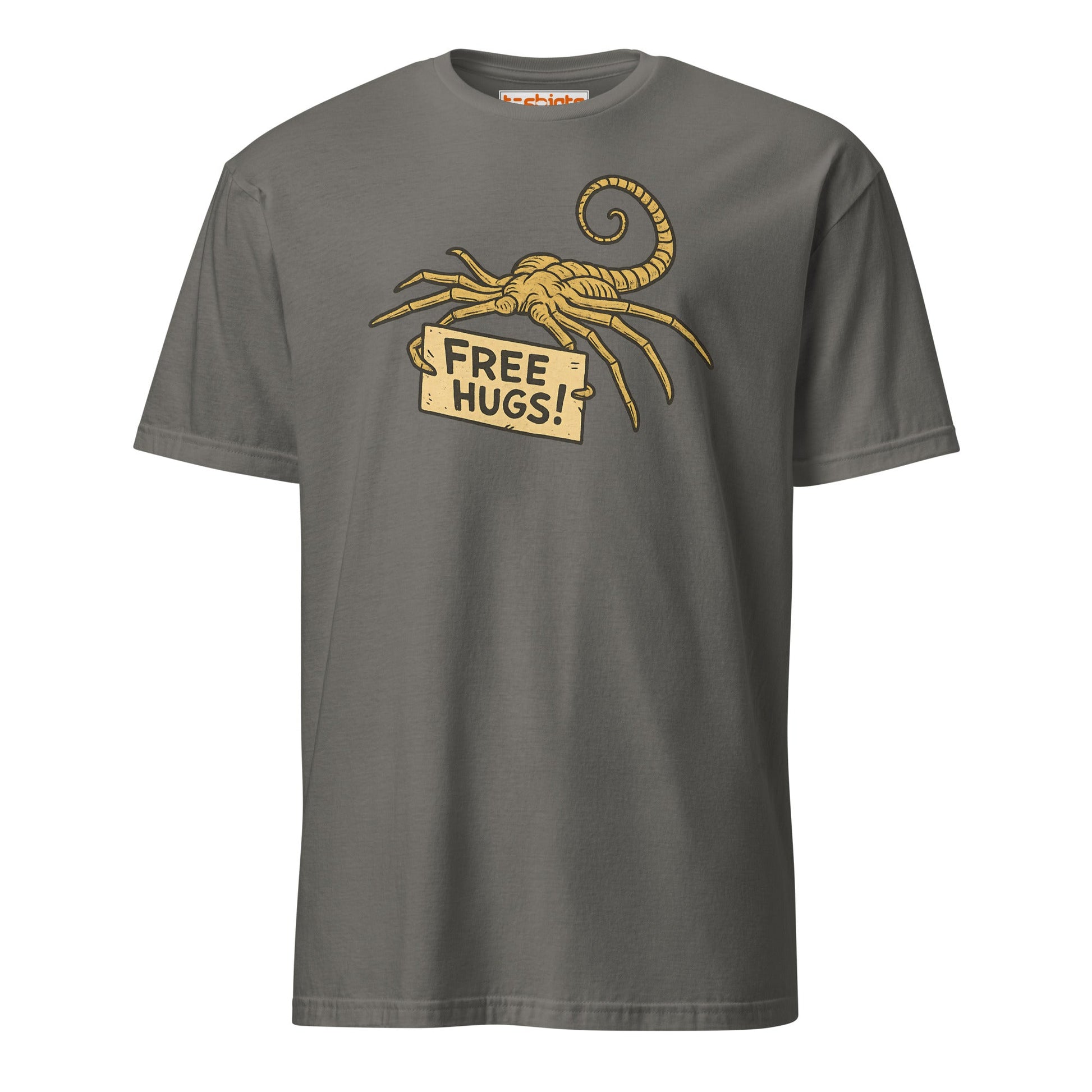 Free Hugs Alien T-Shirt – Funny Retro Sci - Fi Humor Tee - Charcoal - T-Shirts Online
